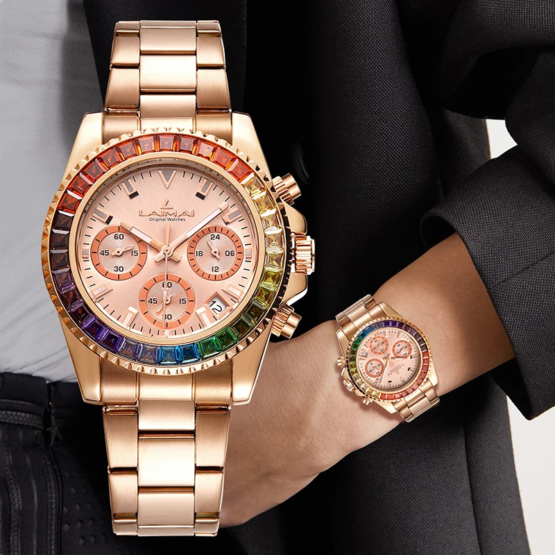 IBSO Luxury Top Brand Men/Dámske svetelné náramkové hodinky Rainbow Diamonds Dial 30 metrov odolných vodou odolným voči Quartz Darčeky