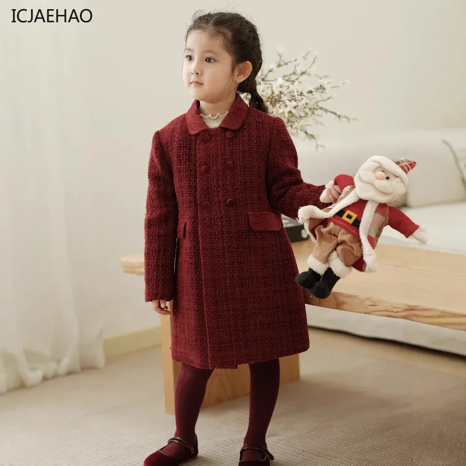 Icjaehao Girls Autumn Winter Retro Coat