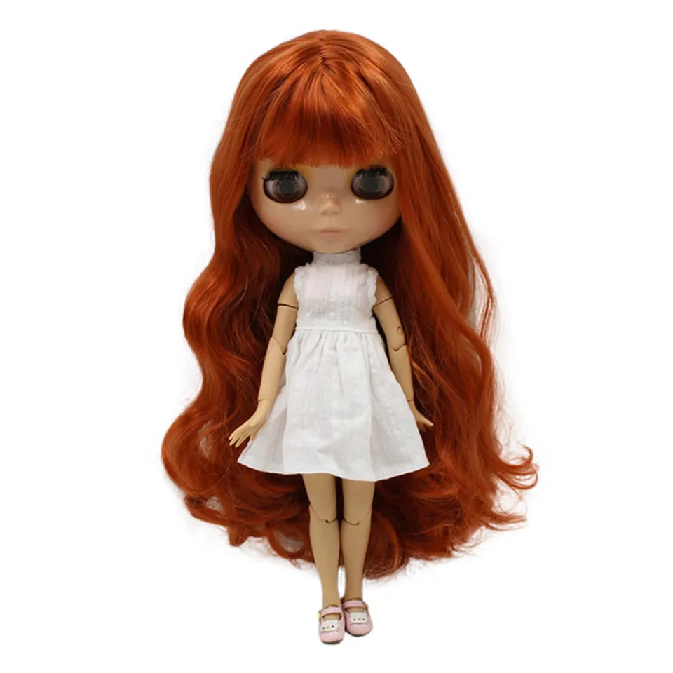 Icy DBS Blyth Doll 1/6 Bjd Tan Glossy Glossy Face Mäkké dlhé kučeravé vlasy s treskami nahé kĺbové telo BL1207