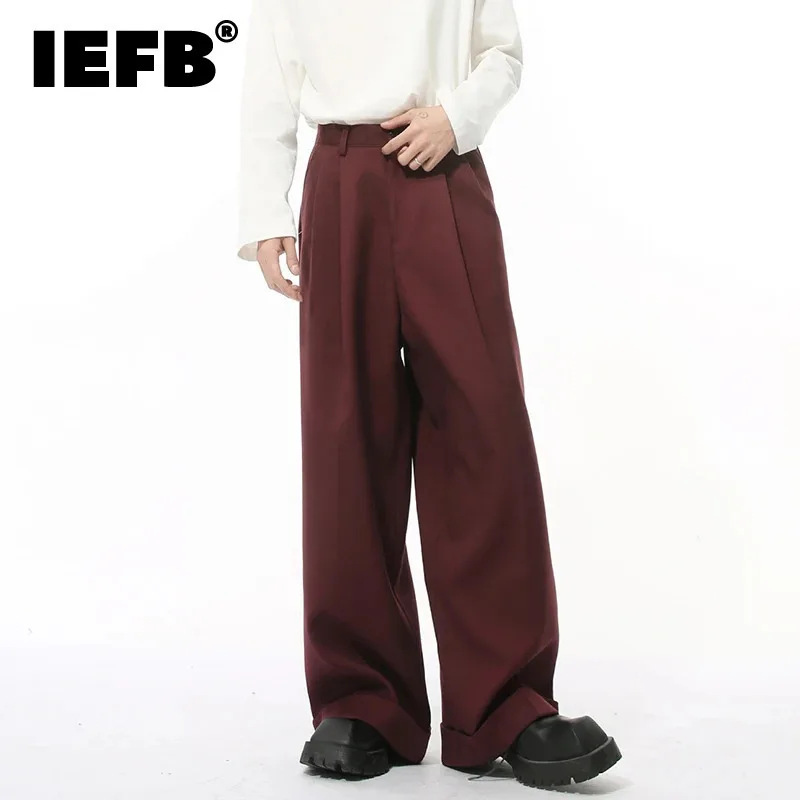 IEFB Simpel Winter Men's Casual Pants Ploched Droop Kórejský štýl Priamy dno voľné nohavice Mužské nohavice Trendy nové 9C9211