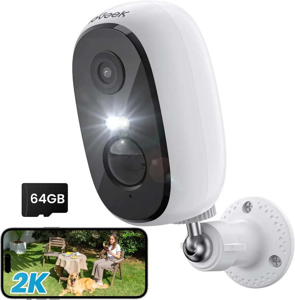IEGEEK 2K Inovácia bezdrôtového vonkajšieho vonkajšieho wifi sledovacieho fotoaparátu, vonkajšia/vnútorná IP kamera, Farba nočného videnia