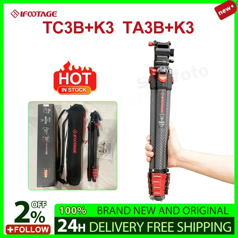 Ifootage TC3B+K3 / TA3B+K3 TRODOD ABARTOVÉ VLASTNÉ TARDOD A PREVÁDZKA PROFELTICKÁ COMOERA MICRO SLR TRODOD PAN TILT SET
