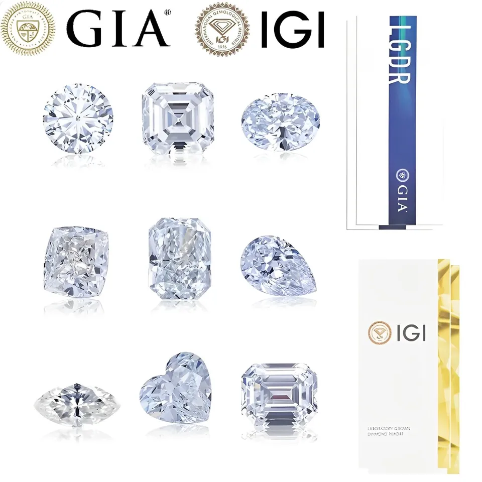 Igi laboratórium Diamond 1-5ct def vs-vvs hruška srdca smaragd sálavý vankúšik CVD HPht igi gia certifikát super biely pestovaný kameň