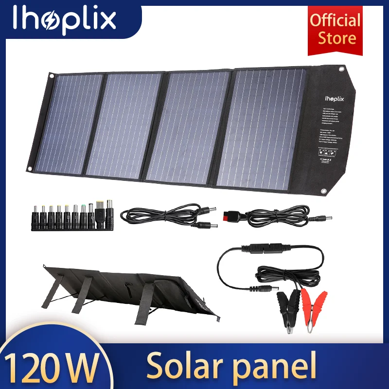 IHOPLIX 120W Solárny panel Solalble Painel Solar Solar Solar System 18V PD65W pre telefónny fotoaparát nabíjanie solárneho generátora
