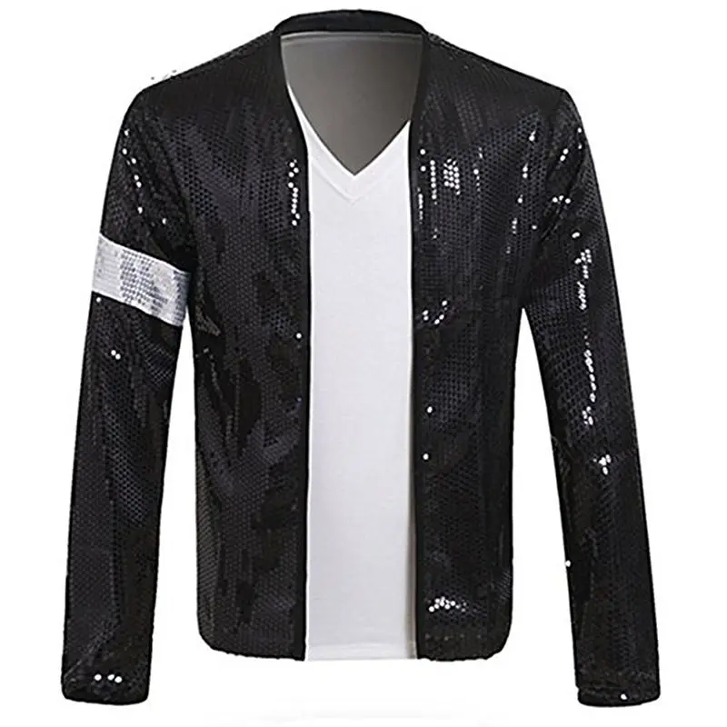 Imider Michael Joseph Jackson kostýmy bunda čierna flitra náramok a rukavice Outwear Cosplay