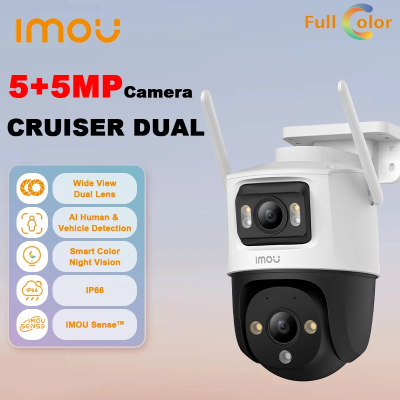 IMOU Cruiser Dual 10MP Dva dva rozlíšenie objektívu Total Wi-Fi pripojenie inteligentná farebná nočná vízia IP66 inteligentné sledovanie obojsmerného rozhovoru