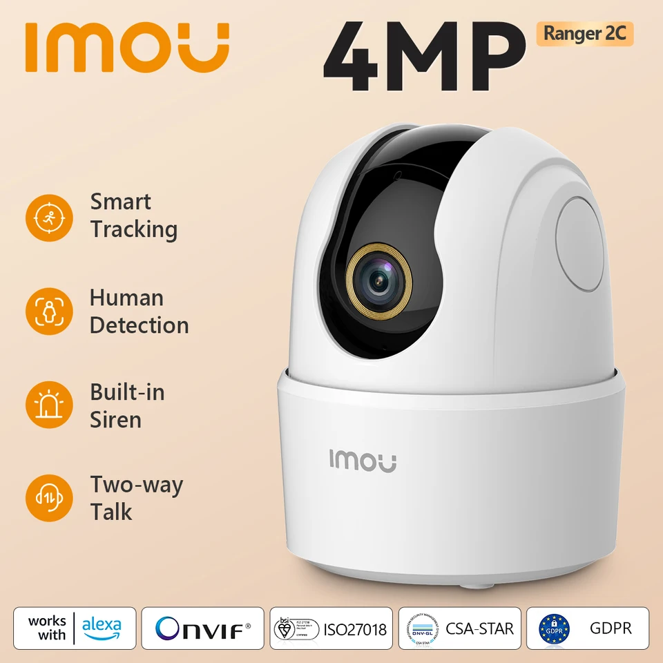 IMOU RANGER 2C 4MP WIFI CAMERA Dvojcestná rečnícka bezpečnostná bezpečnosť 360 ° Porting Porting Night Vision Smart Tracking Fotoaparát