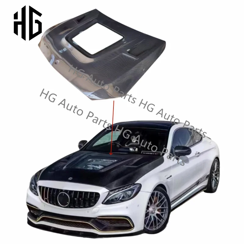 Imp v štýle uhlíkové vlákno W205 Motor Hood for Mercedes Benz C trieda W205 C200 C260L C63 AMG 15-18 Predný nárazníkový kryt kapoty motora