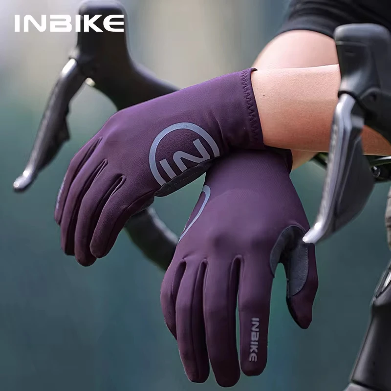 Inbike 2024 Cyklistické rukavice gélové gélové vypočúvané pre mužov jesenné zimné fleece cestné rukavice bicykle MTB Full Finger Touchscreen Adsessory