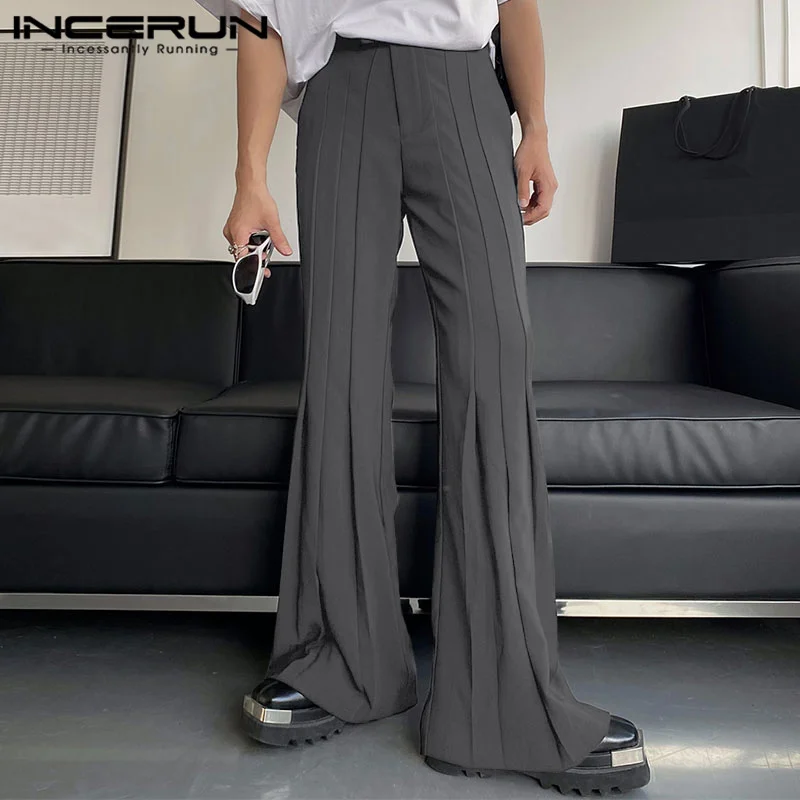 Incerun Men Pants Pass Pase Pleat Shagers Kórejský štýl Príležitostné nohavice Men streetwear 2024 módne voľný čas dlhé nohavice S-5XL