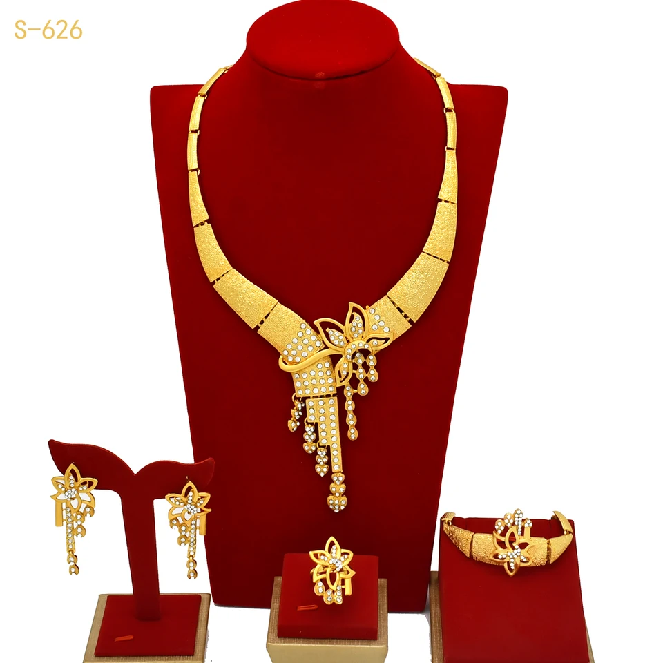 Indian 24k Gold -Glated NurdeeLas Set pre ženu Nigérijská večierok Svadobná svadba Etiópsky luxus dubaj šperky