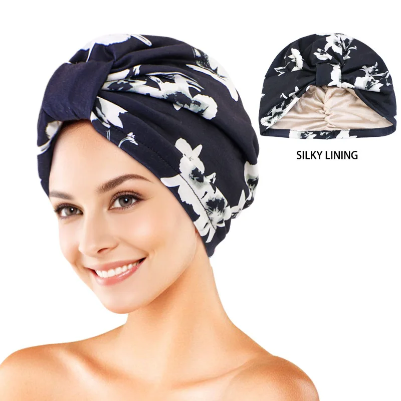 Indické turbanové moslimské ženy hidžáb kvetinové tlačené klobúky Chemo cap islam vypadávanie vlasov kryt čiapky čiapka bonnet hlava zábal šál skladaného majer