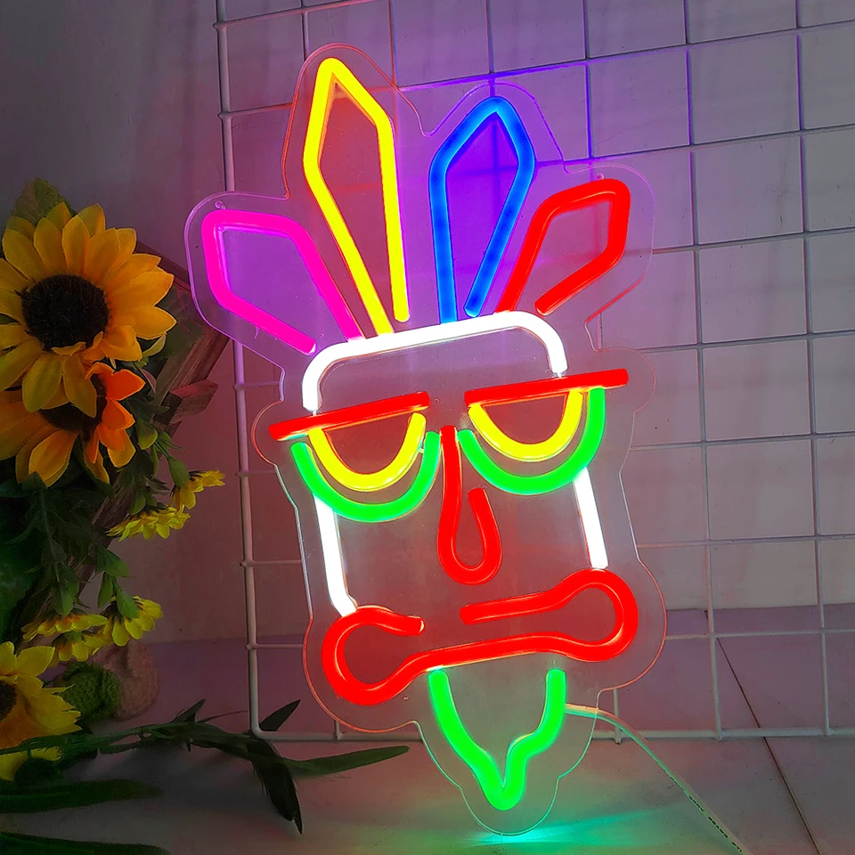 Indický totem vodca neónové svetlo LED miestnosť dekorácie stena svetlo 5v stmievacia spálňa nočné svetlo značky