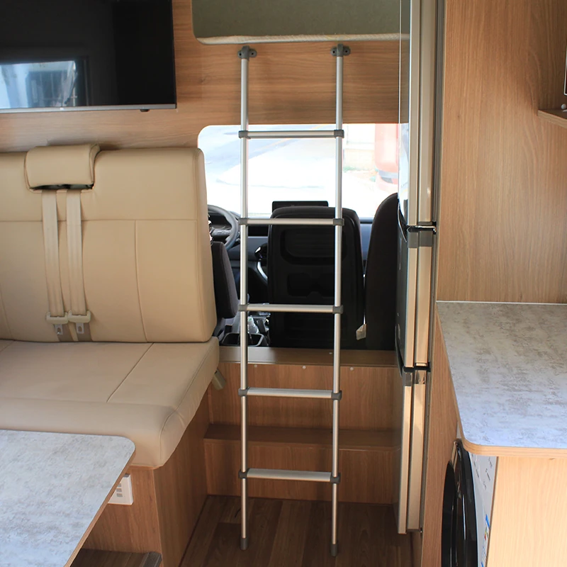 Indoor rebrík pre RV päťstupňový rebrík na posteľ v motorovom hliníkovom zliatine Storage Anti-Skid Ladder pre karavan nahor a nadol