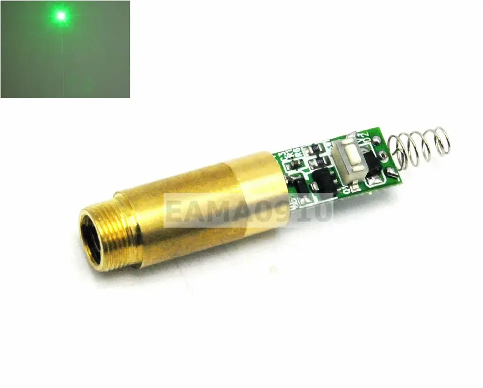 Industrial/ Lab 3VDC 532NM 5MW Green laser Diódový modul s Driverom PCB + pružina