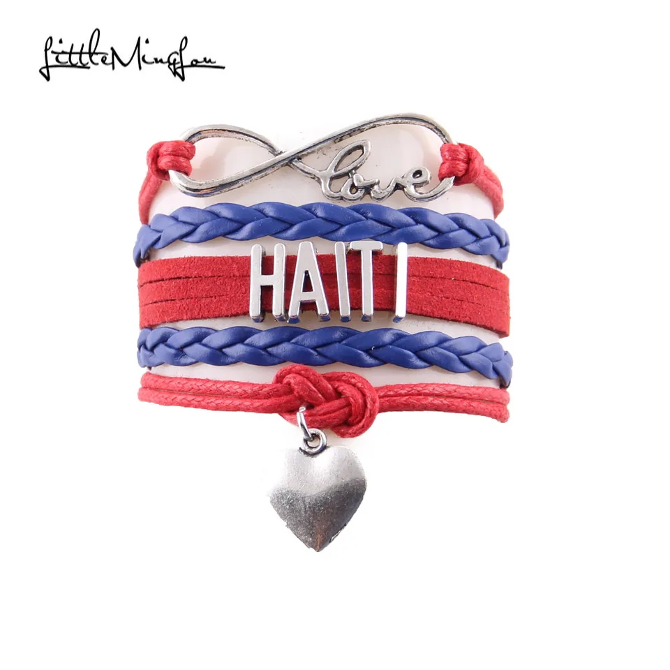 Infinity Love Haiti Náramok Srdce Kúzlo kožené kožené náramky a náramky pre ženy