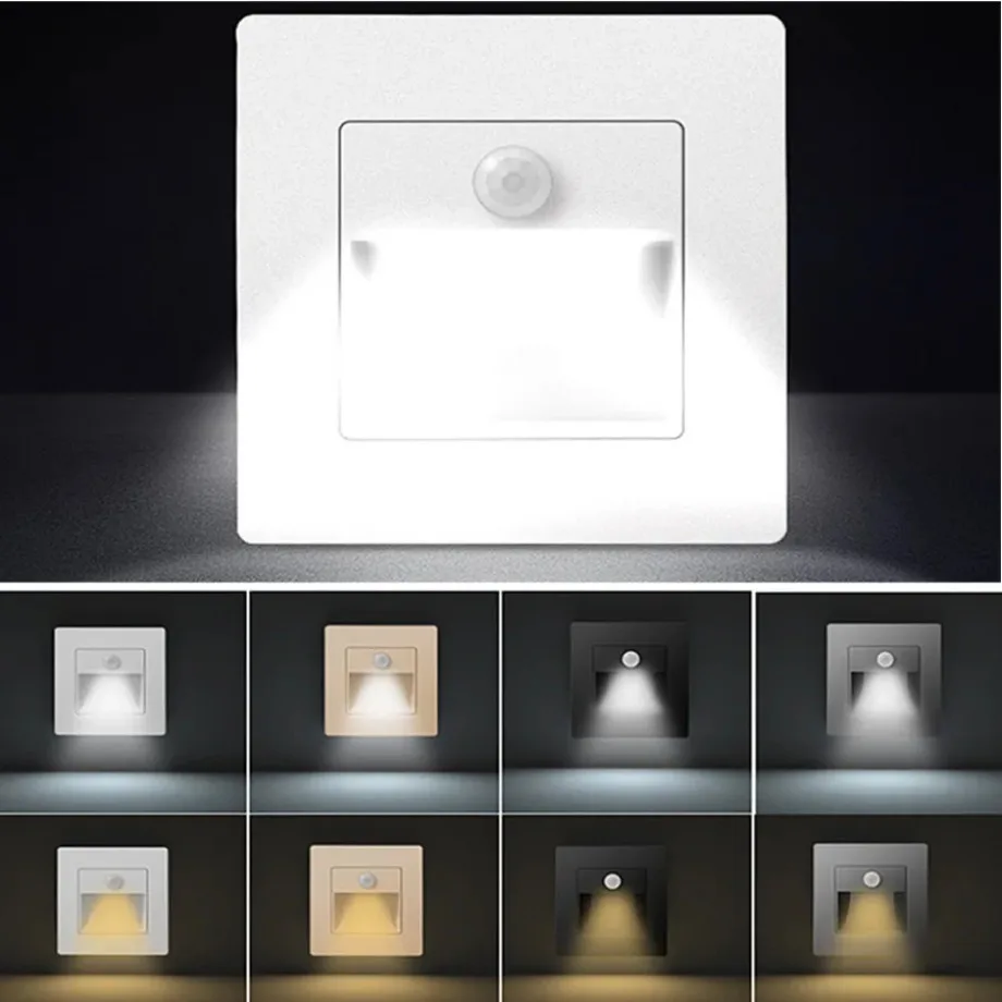 Infračervený pohyb senzor nočné svetlo vnútorné vonkajšie schodisko Step Wall lampa 3W zapustené LED schodom Light Svetlo schodisko Spálňa Dekorácia