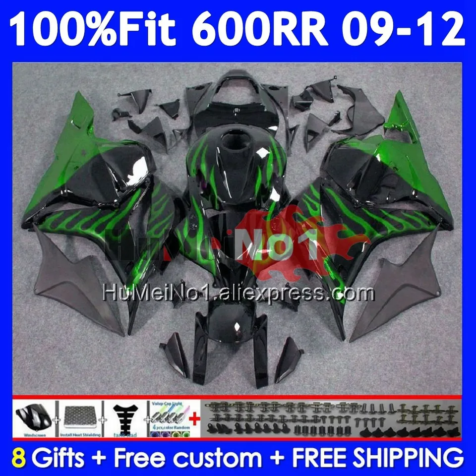 Injekcia na Honda CBR600RR CBR 600 RR CC Green Flames 600RR 600CC 43NO.48 CBR600 RR 2009 2011 2011 2011
