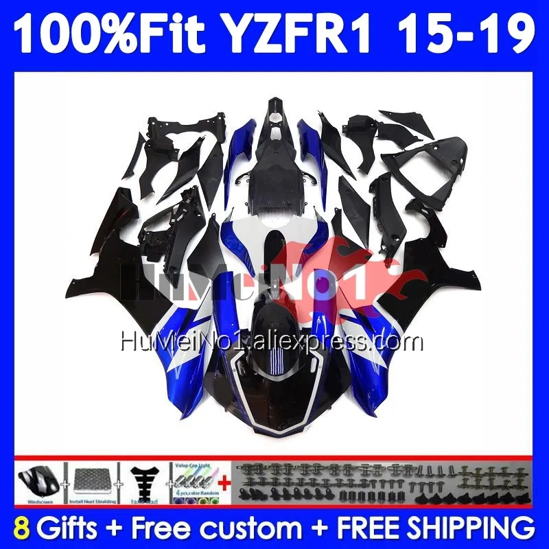 Injekcia na Yamaha YZF R1 R 1 1 000 Black Blue YZF-R1 YZFR1 15 16 17 18 19 370NO.83 YZF1000 2015 2016 2017 2018 2019 2019 Fairing