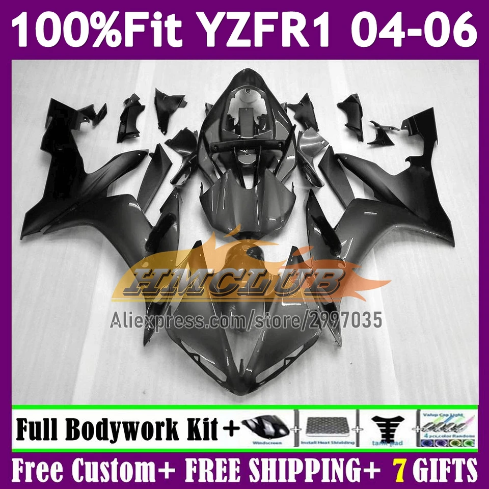 Injekčná kapota pre Yamaha Silvery Grey YZF-R1 YZF1000 YZF R1 R 1 137NO.68 1000CC YZFR1 04 05 06 YZF-1000 2004 2005 2006