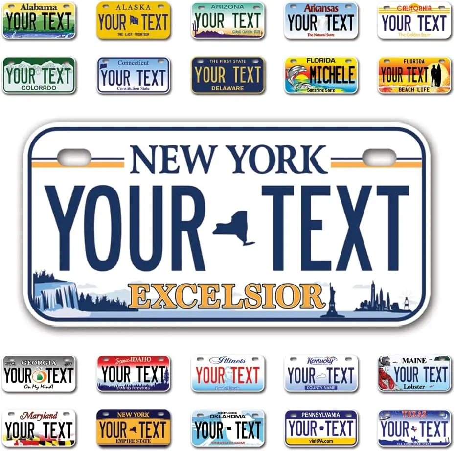 Inkmyplate personalizovaný New York Excelsior Small Metal Sign | Bike 6x3 in | Vlastná kovová značka pre deti Power Wheels Golfový vozík,
