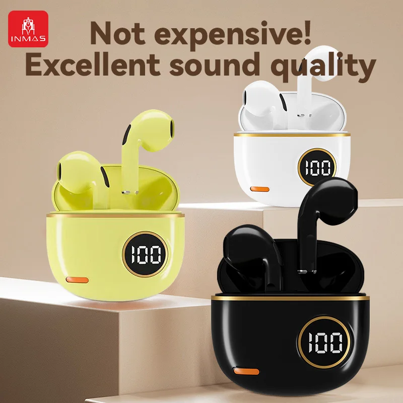 InMAS S190 ENC bezdrôtové slúchadlá Bluetooth Waterproof Sports Headset Intelligentný hluk na zvukové slúchadlá stereofónny zvuk