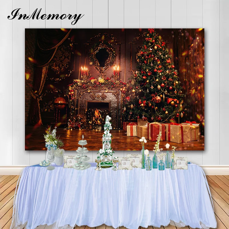 Inmemory Vinyl Holiday Party Banner Vianočné pozadie darček Sparks vianočné fotografie pozadie Photo Studio Photofón