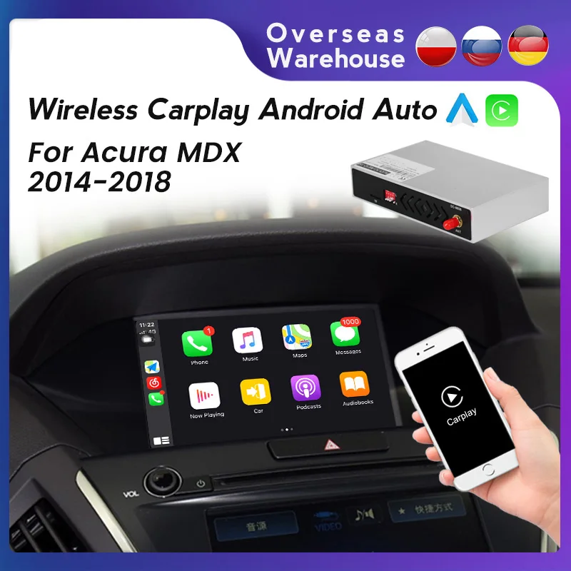 Inovované bezdrôtové CarPlay Android Auto Module Box pre Acura MDX 2014 2015 2016 2017 2018 Support Mirror Link BT Zadné mapy fotoaparátu