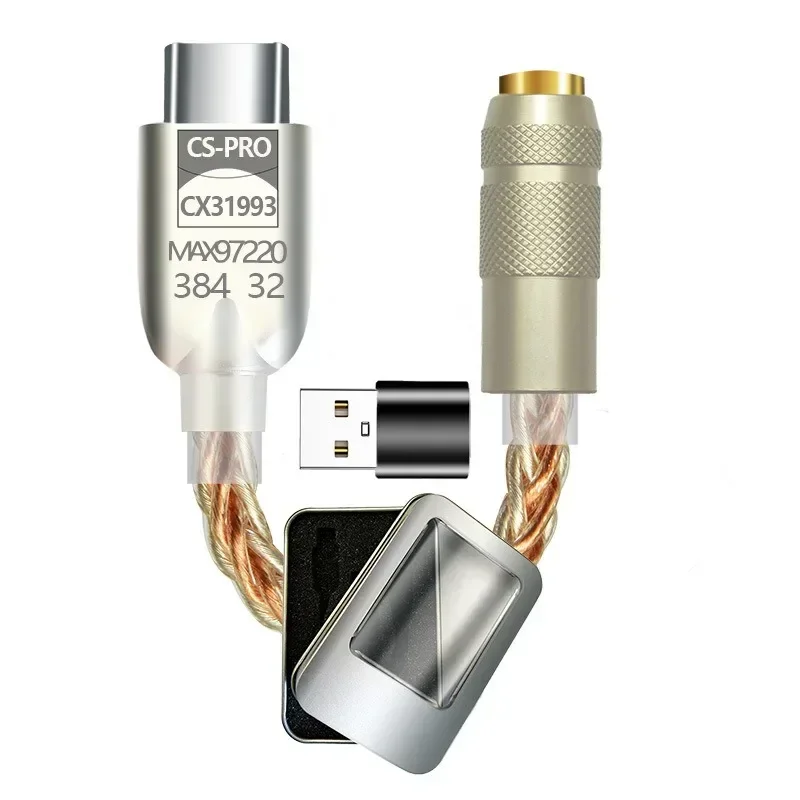 Inovovaný digitálny zvukový zosilňovač CX31993 MAX97220 DUAL CHIP TYP-C-3,5MM AMP HIFI Audio adaptér PCM 32BIT/384KHZ slúchadiel DAC DAC