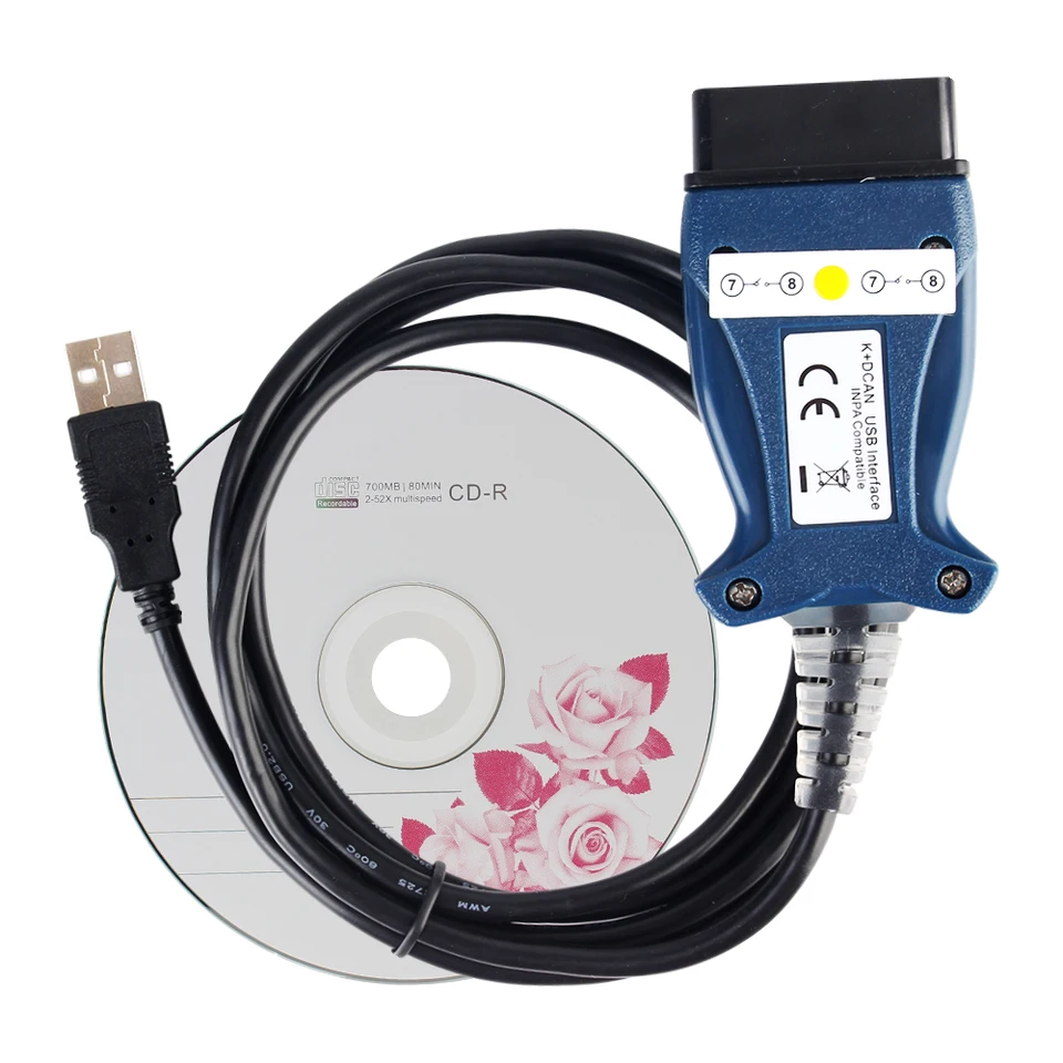 INPA kábel FTDI FT232 ChIP OBD2 Skener pre BMW E Chassis E46 E60 E87 MINI R50 Diagnostické nástroje K+s prepínačom