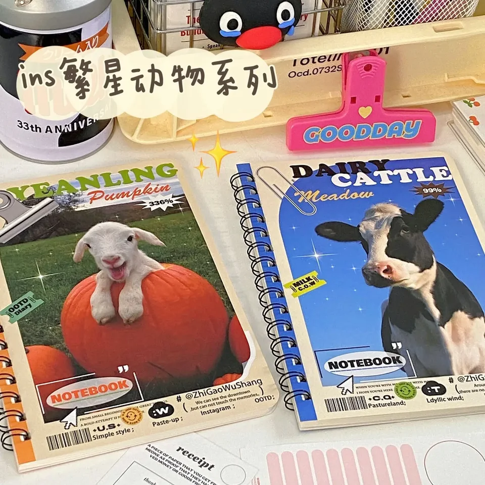 Ins Animal Notebook American Coil Book Študenti sa naučia vyhradené horizontálne linky noty dennín pre študentov späť do školy