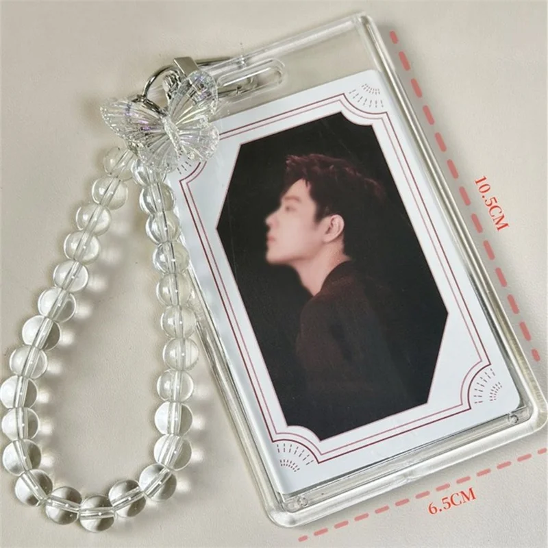 Ins Crystal Butterfly Photocard držiak na kľúče kľúča Priehľadná akrylová idolová karta rukáv Vertikálna autobusová karta Cover Stacionár