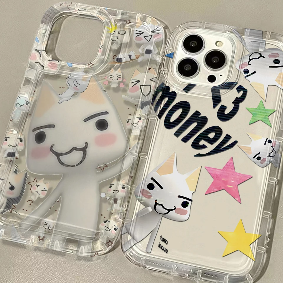 Ins Cute Toro Inoue Cat Clear Puzdro pre telefón pre Oppo Reno 7Z 8T 5 6 6Z 7 8 8T 10 Pro Plus F9 F11 4G 5G 5G Airbag Shock odolný