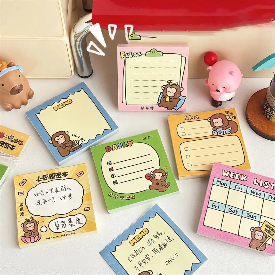 Ins Mini Monkey Poznámkový blok Kawaii Cartoon Memo Pads Creative Notebook Správa LEAVING POZNÁMKA Študent