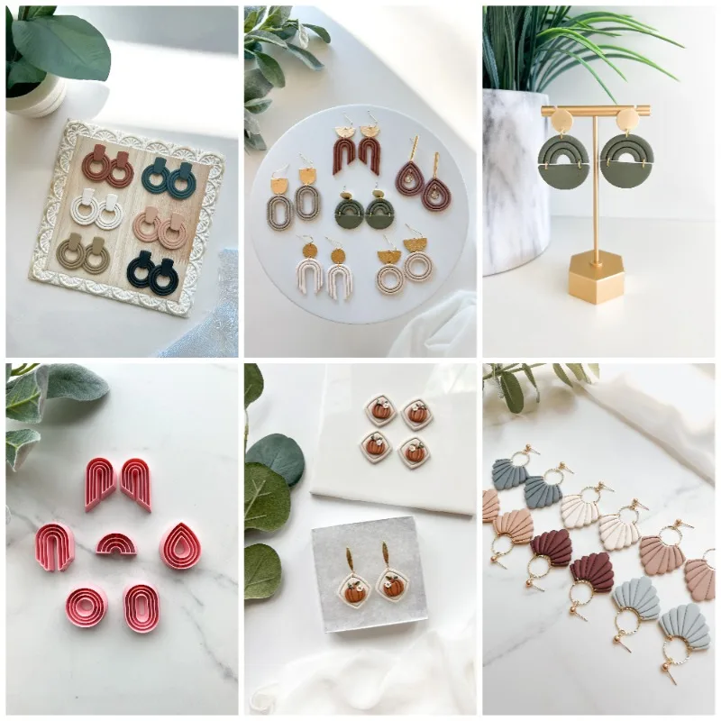 Ins Soft Pottery náušnice polymér Clay Cutters DIY náušnice šperky výroba hlinený nástroj 3D kvetinové šperky