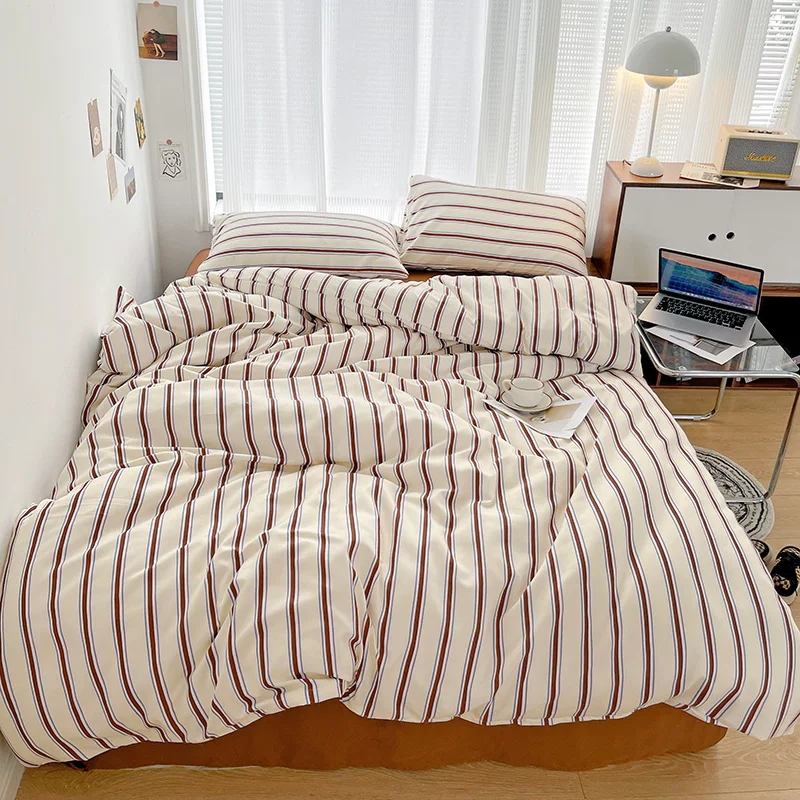 Ins Stripe Series Potlačená mäkká podstielka sada obliečkových obliečok posteľné vankúše Bedspread vankúš