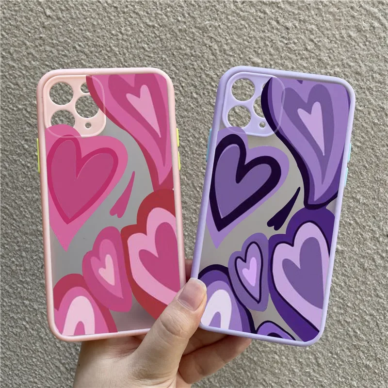 Ins Sweet Love Heart Phone pre iPhone 14 13 12 11 Pro Max Mini xs x xr 7 8 16 Plus SE Soft Silikone Bumper Ochranný kryt