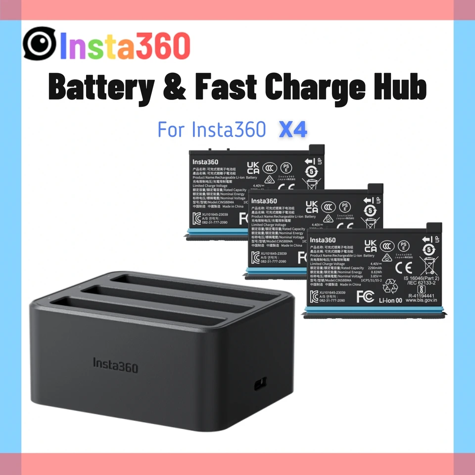 Insta360 X4 nabíjačka batérií s rýchlym nabíjaním Puzdro na nabíjanie 2290 MAH batéria pre insta 360 x4 pôvodné napájacie príslušenstvo