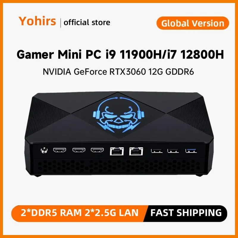 Intel Core i7 12700H I9 11900H Gaming Mini PC NVIDIA GEFORCE RTX 3060 12G GDDR6 2*Sloty DDR5 Windows11 WiFi6e Cool Black Case Case