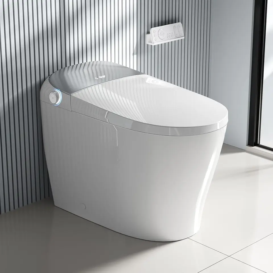 Inteligentná toaleta s bidet vstavanou toaletou bidet s vyhrievaným sedadlom predĺženým digitálnym displejom s nočným svetlom pre splachovanie sušičiek