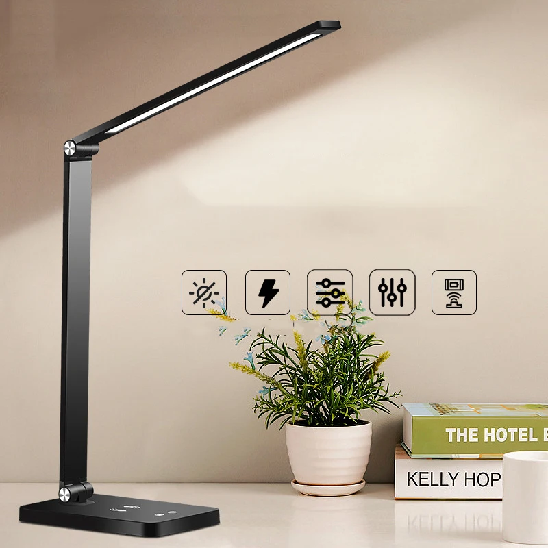 Inteligentné bezdrôtové nabíjanie LED Desk Lamp Študenti sa naučia čítať stolové lampa Skladanie malej stolovej lampy