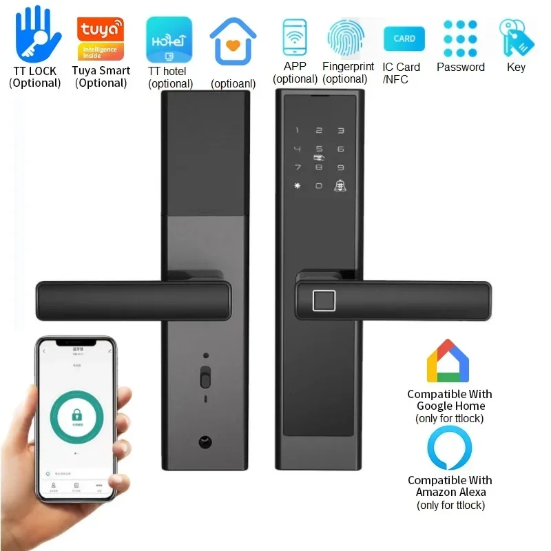 Inteligentné zámky dverí TUYA WIFI DIVOLE ZOBRAZENIE PRINCINOVANÉHO PRINCINTOVÉHO PROSTRESA IC KARTA NFC KLAVO DISTÁRNE OVLÁDANIE Odomyka