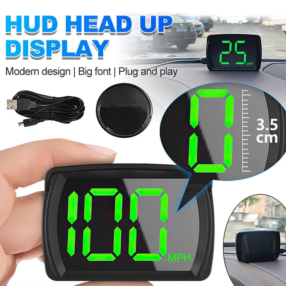Inteligentný GPS rýchlomer automobil HUD MPH/KMH Digital HUD Digital Schadometer Big Font Speed ​​Meter pre všetky zástrčky nákladných automobilov a prehrávanie automatického