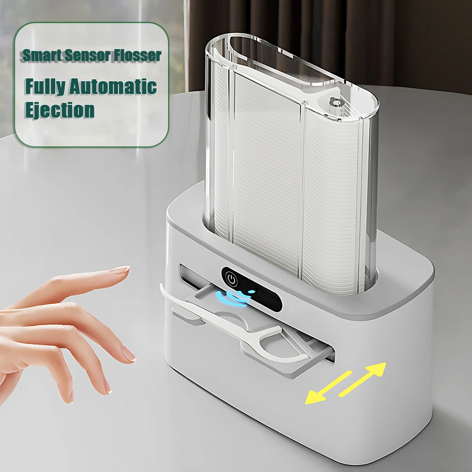 Inteligentný senzorový držiak na niť Automatický vyskakovací vyskakovač elektrickým sliepkou Stick Storage Home Restaurant Hotel Box Flosser Floss DispenSer