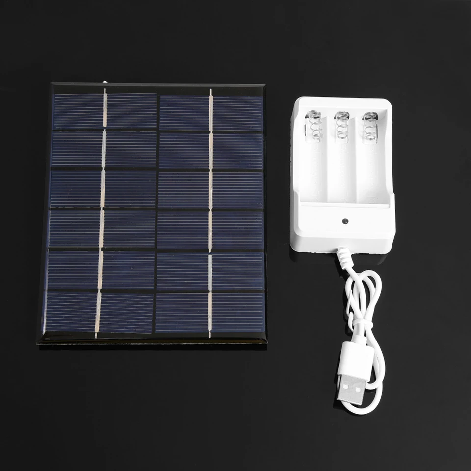 Inteligentný telefón prenosný flexibilný výkon 2W 6V Výstup USB Solárna nabíjačka 3-slot AA Nabíjateľná nabíjačka