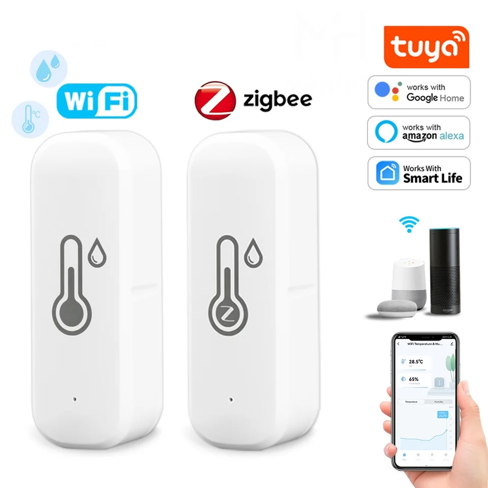 Inteligentný život TUYA Teplota a vlhkosť senzor INDOROUR HYGROMEMEL ZIGBEE/WIFI inteligentný domáci hlasový riadok