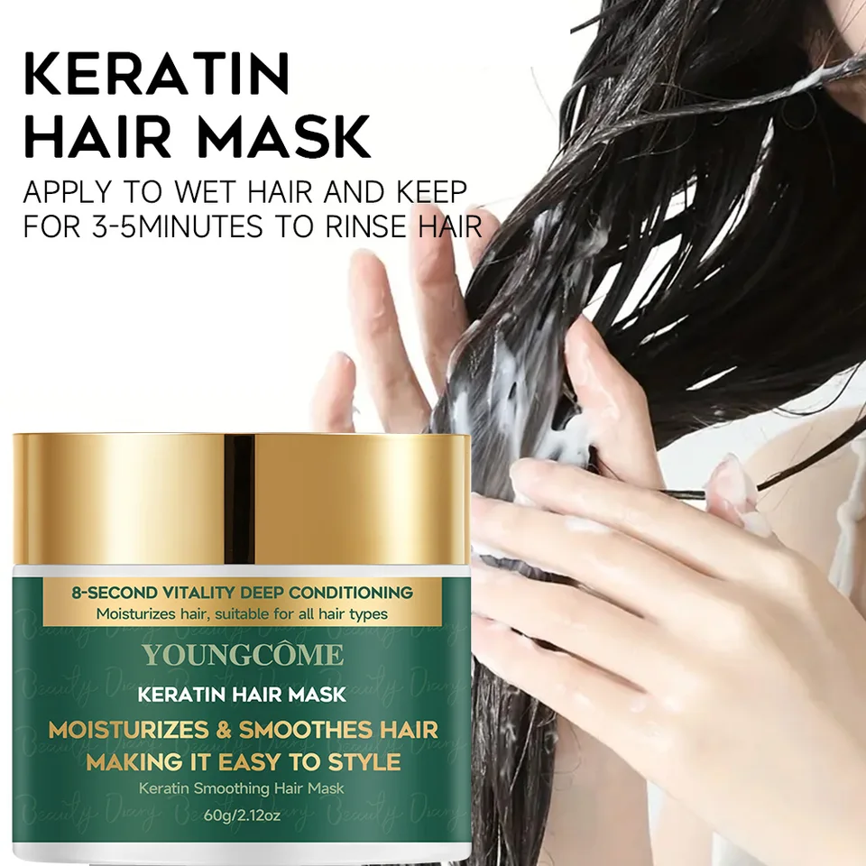 Intenzívne keratin zvlhčujúce výživné masky na vlasy, vyhladzujúce kučeravé vlasy, trvalý lesk, vhodný pre všetky typy vlasov