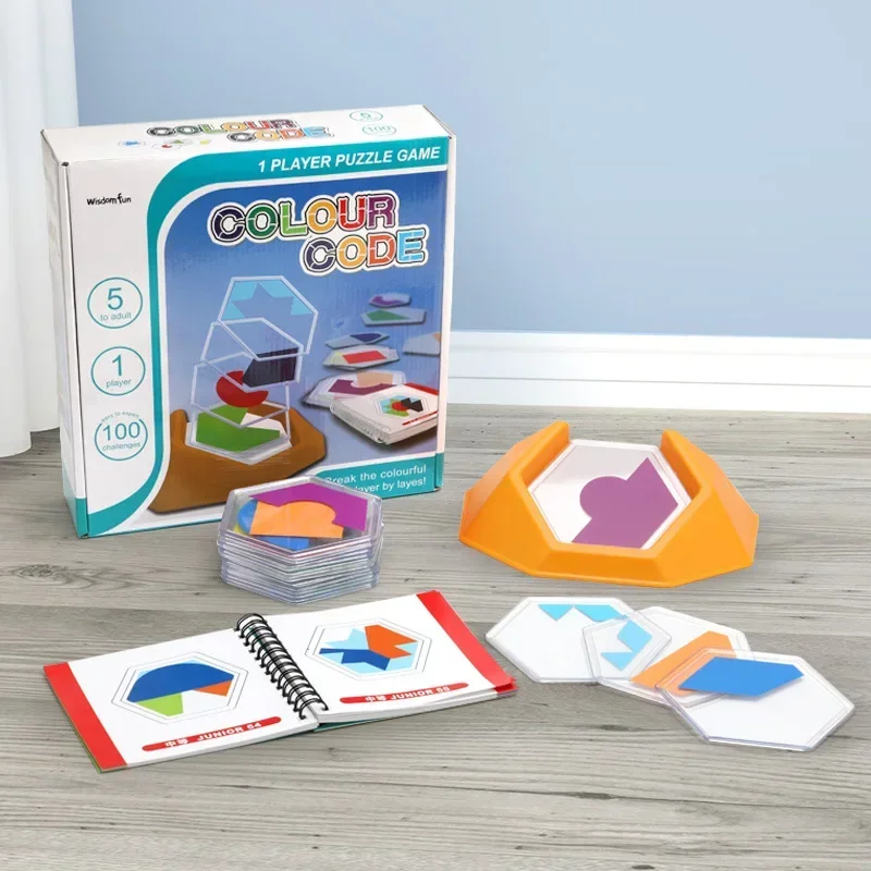 Interaktívna vzdelávacia hračka 100 Výzva farebného kódu Puzzle Game s radou Tangram Jigsaw pre územné poznanie detí