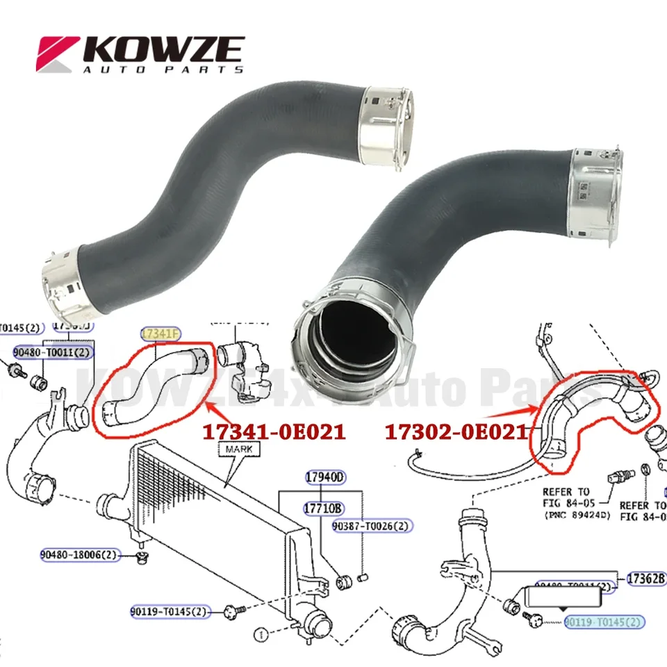 Intercooler Air Hose Pipe pre Toyota Hilux Pickup 1GD 2GD 2020 2021- 17302-0E021 17302-0E022 17341-0E021 17341-0E022