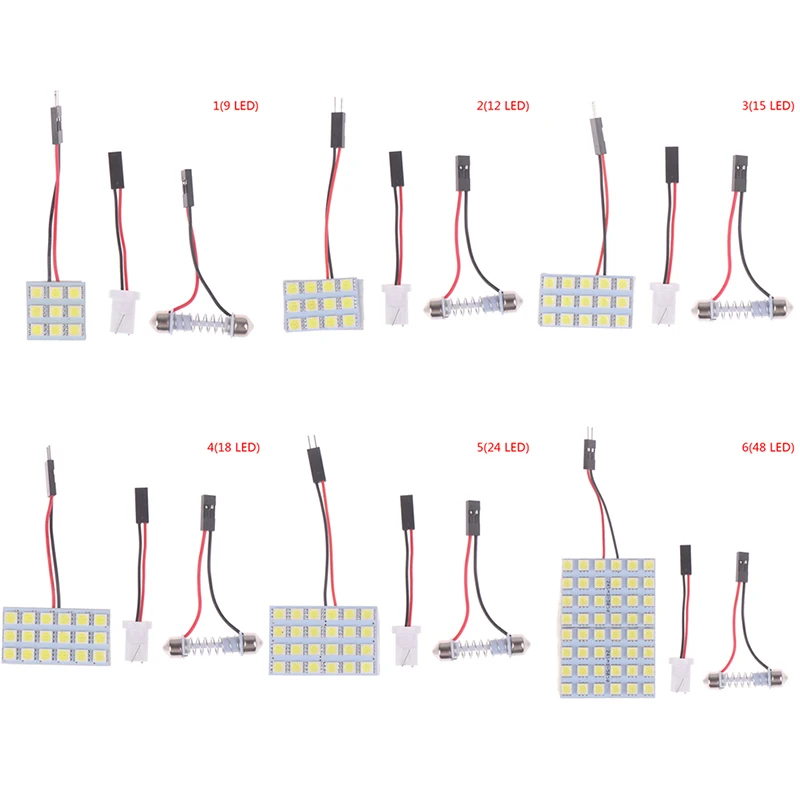 Interiér automobilu 5050 LED biele svetlo SMD LAMP PANEL T10 FESTOON DOME BA9S 12V 5W